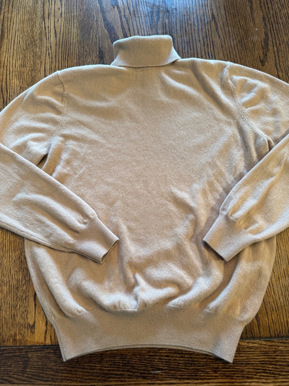 Statefusio Merino Wool Turtleneck Sweater Camel Lightweight Soft Knit M
